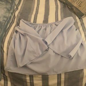 Light blue strapless blouse